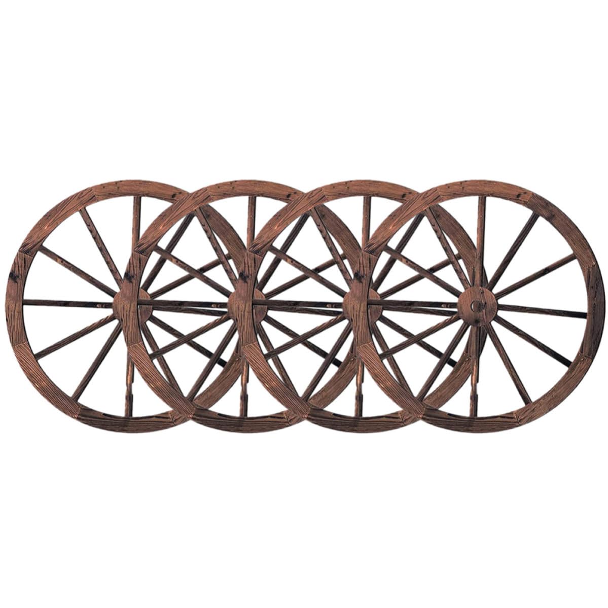BETOOKY décorations murales rustiques : lot de 4 roues en bois vintage et stables