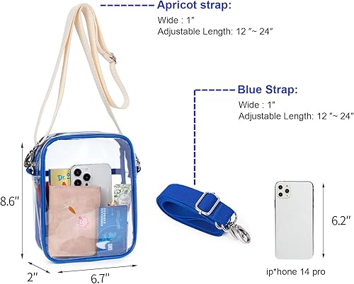 Miniatura 2 de Bolsa transparente aprobada por estadios – Bolso transparente para estadios de mujeres, bolsa cruzada transparente para conciertos para festivales,