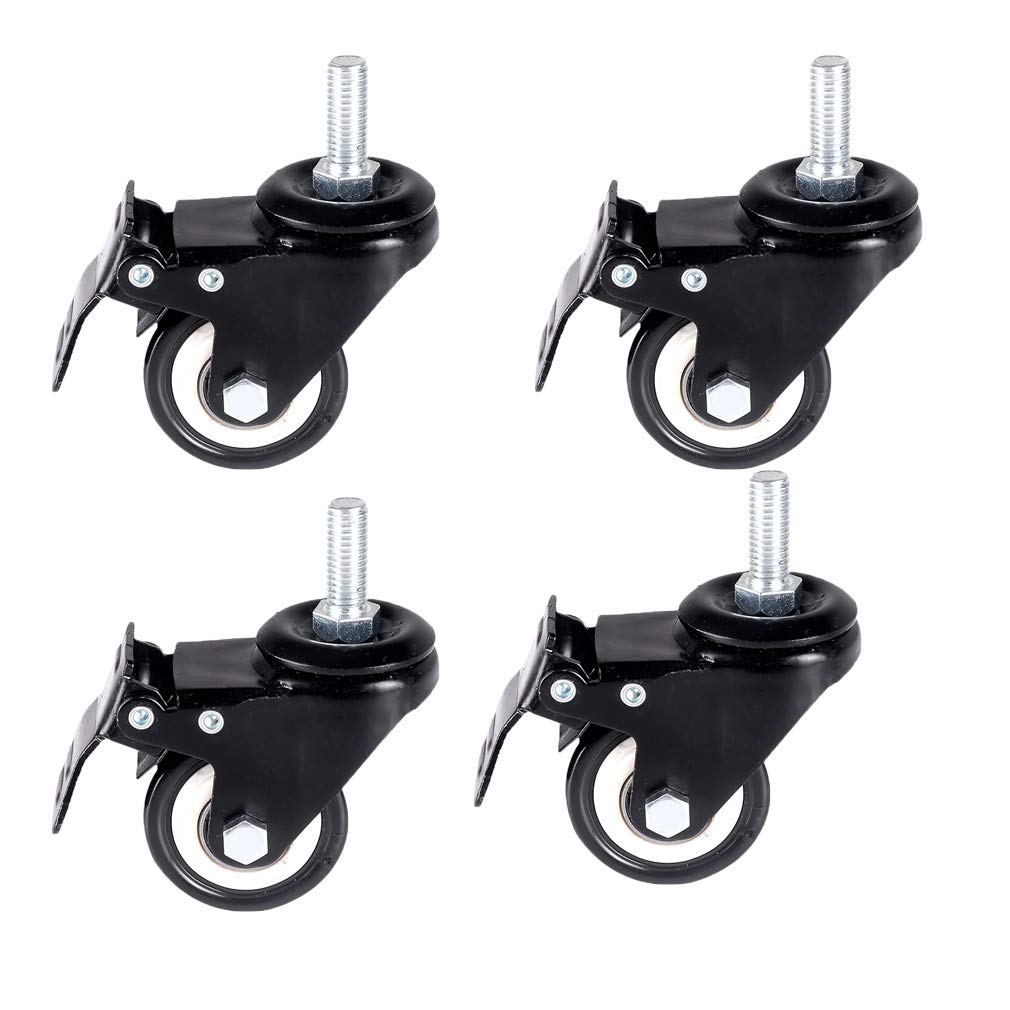 OJHFJMGH Casters, Furniture Caster,Swivel Casters with Brakes,Threaded Rod,Double Bearing Castor,Black(Brake,M10)