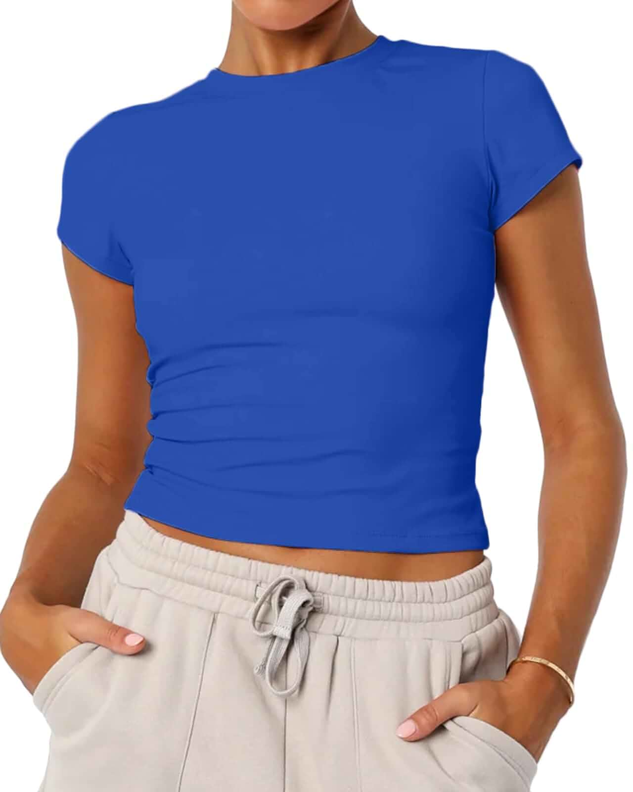 Women's Basic Summer Short Sleeve Crewneck T-Shirts Y2K Cute Going Out Tops Baby Tee Short Sleeve