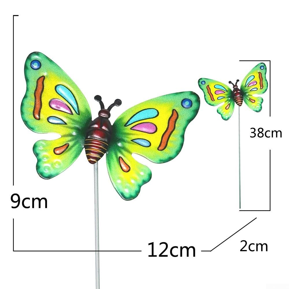 Juego de 4 estacas de jardín de mariposa de metal para decoración de césped y patio al aire libre, a prueba de óxido