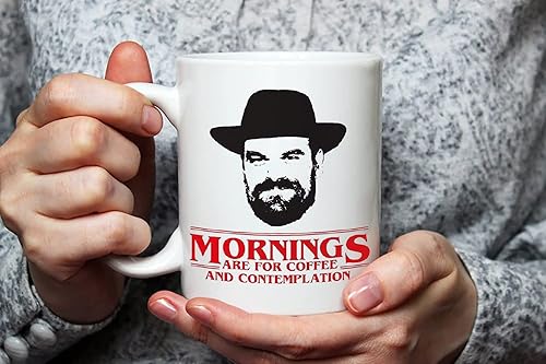 Miniatura 3 de Fonhark - Taza de café Whitelf Chief, Mornings are for Coffee Contemplation, taza de café novedosa de 11 onzas, color blanco