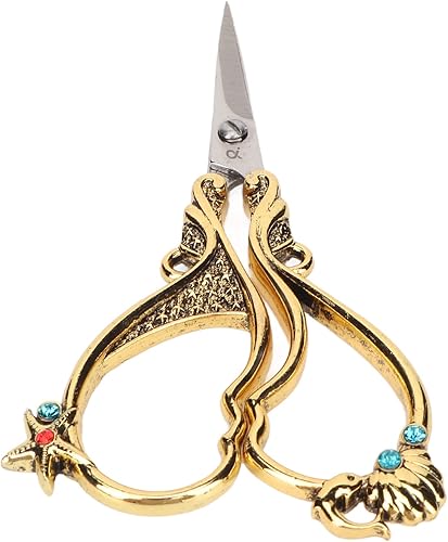 Focket Tijeras de manualidades, tijeras de bordado de 4.9 pulgadas, tijeras de costura de acero inoxidable con caja de almacenamiento fina, tijeras