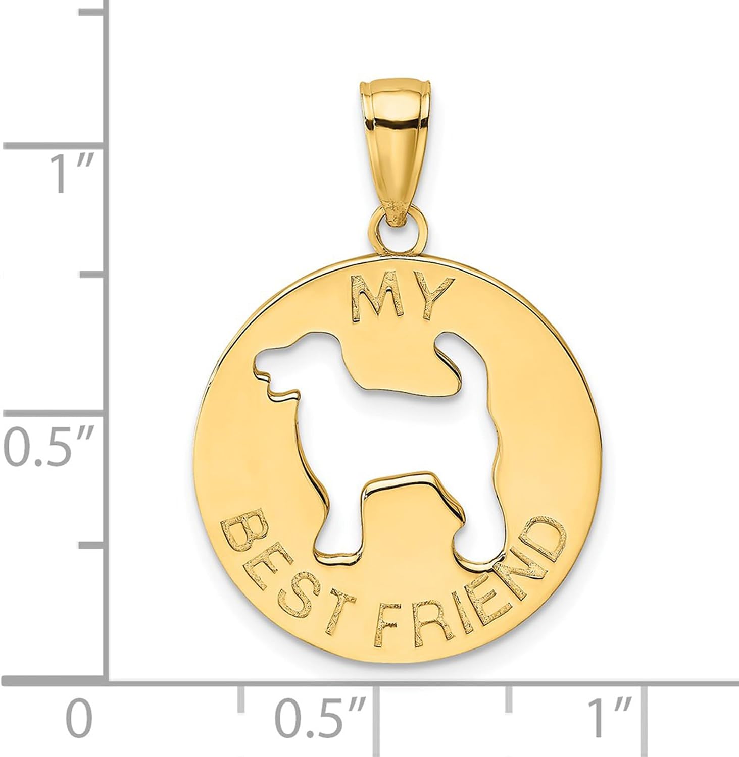 DEWBERRY 14K Yellow Gold MY BEST FRIEND with Cut-out Dog Pendant (Weight : 2.67gm, Length : 24.7mm, Width : 17.7mm)