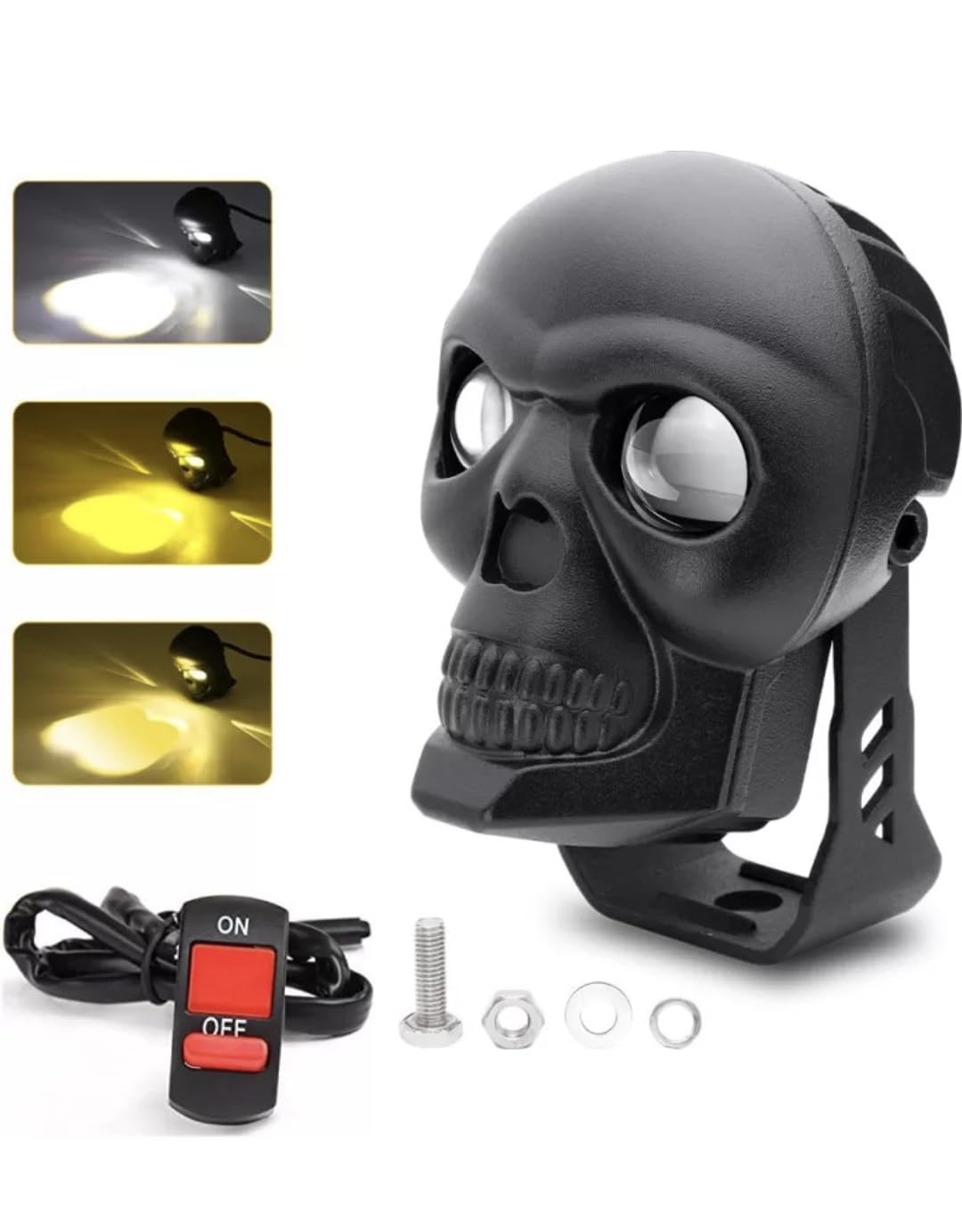 Waterproof Skull Shape high Power Dual LED Fog Light Universal for All Vehicles. (12V 45W) with on Off Switch. (Pack of 2)-picture-14