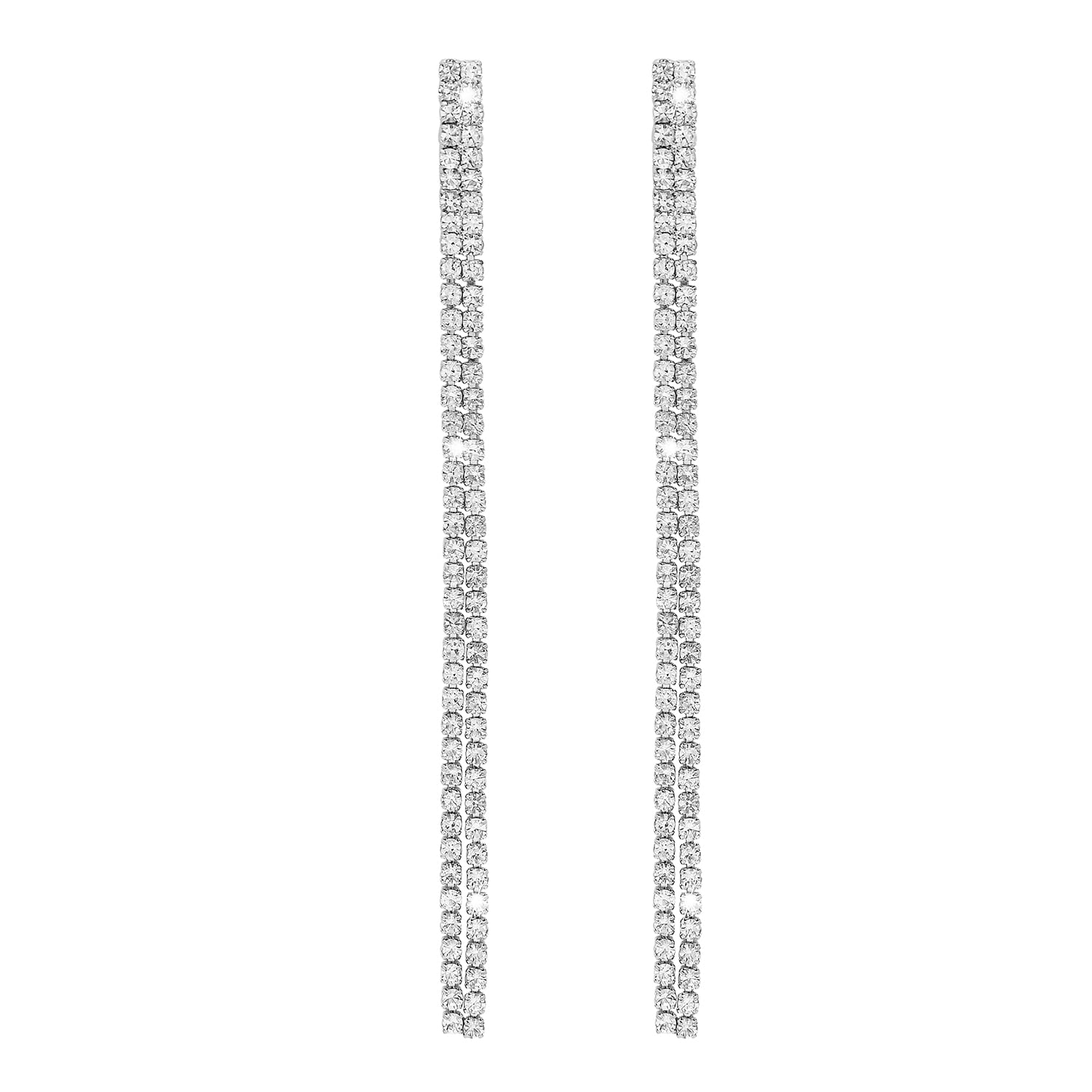Shining Jewel - By Shivansh Crystal and AD Silver Plated Fancy Two Layer Western Style Cocktail Chandelier Shoulder Duster Long earrings for women (SJ_1946_S) (B0BFLRSTLB) Amazon Price History, Amazon Price Tracker