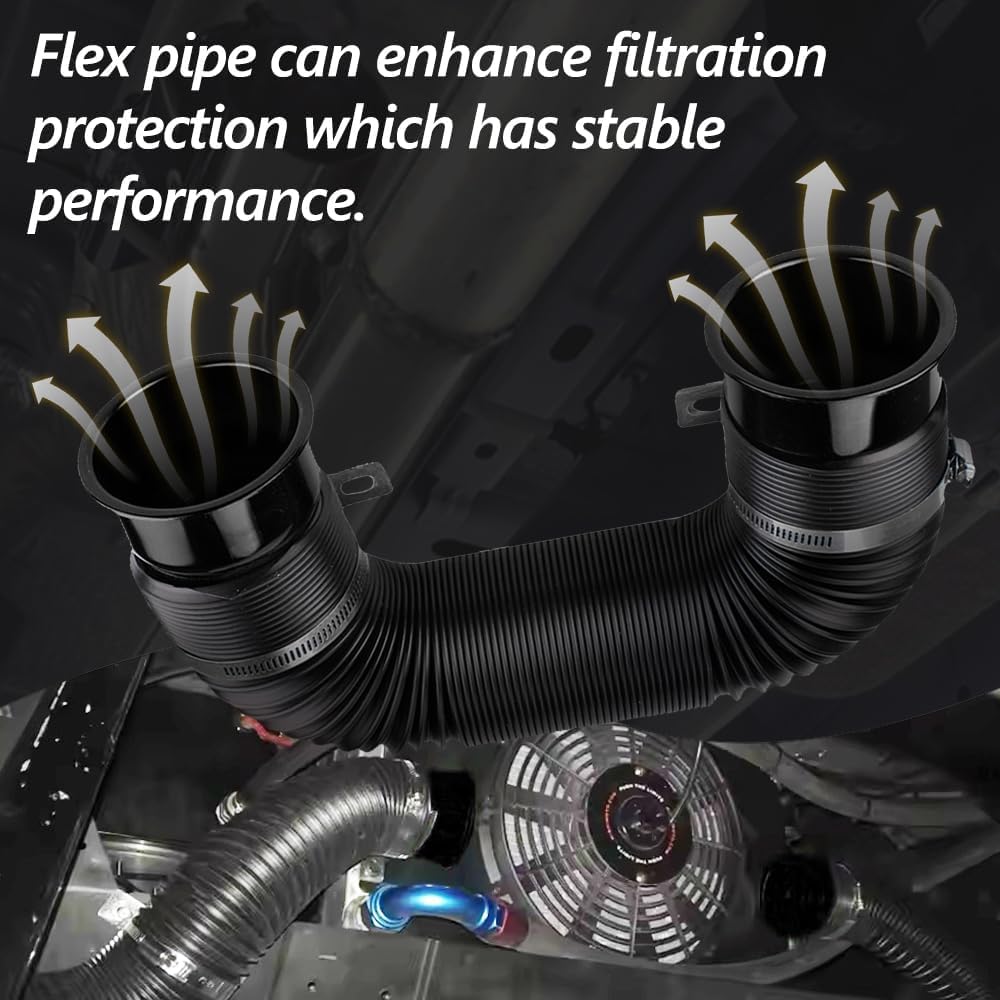 76mm Universal Luftansaugschlauch für Auto, Flexible Auto Ansaugrohr Luftfilter Kaltluftansaugrohr, Kaltluft Turbo Ansaugrohr Ausziehbar Lufteinlassschlauch, Für Turbolader & Kaltluftansaugung