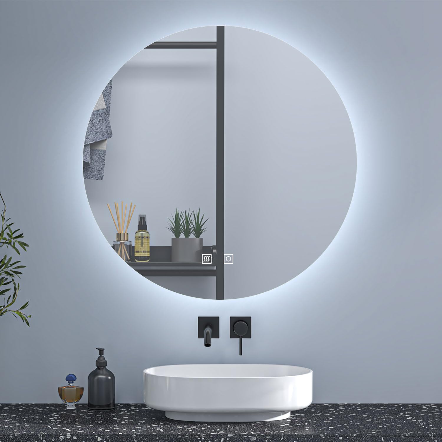 Miroir Salle De Bain LED HAPAOSO 140x80cm - Bluetooth, Anti-buée, Loupe 3x, Horloge