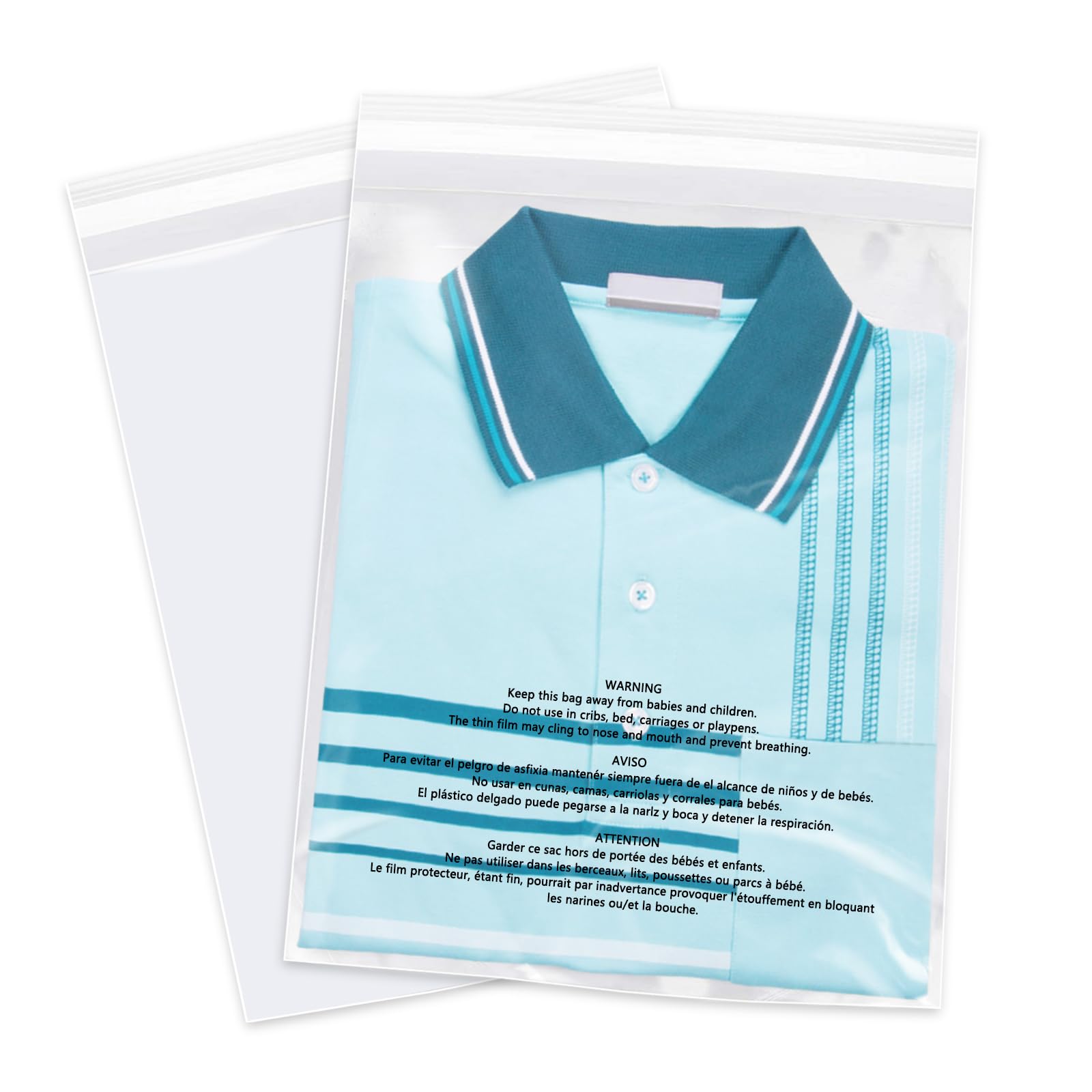 WEPOLY - 9" x 12" (1000 Count) - Clear Poly Bags with Suffocation Warning Self Seal for Packaging, Shirts, Clothing & FBA - Permanent Adhesive