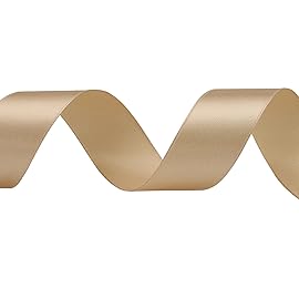Baocuan Satin Ribbon 50 Yards Solid Fabric Ribbons Roll for Wedding Invitations, Bridal Bouquets, Sewing, Party Decorations, Gift Wrapping and More (Champagne, 1 inch)