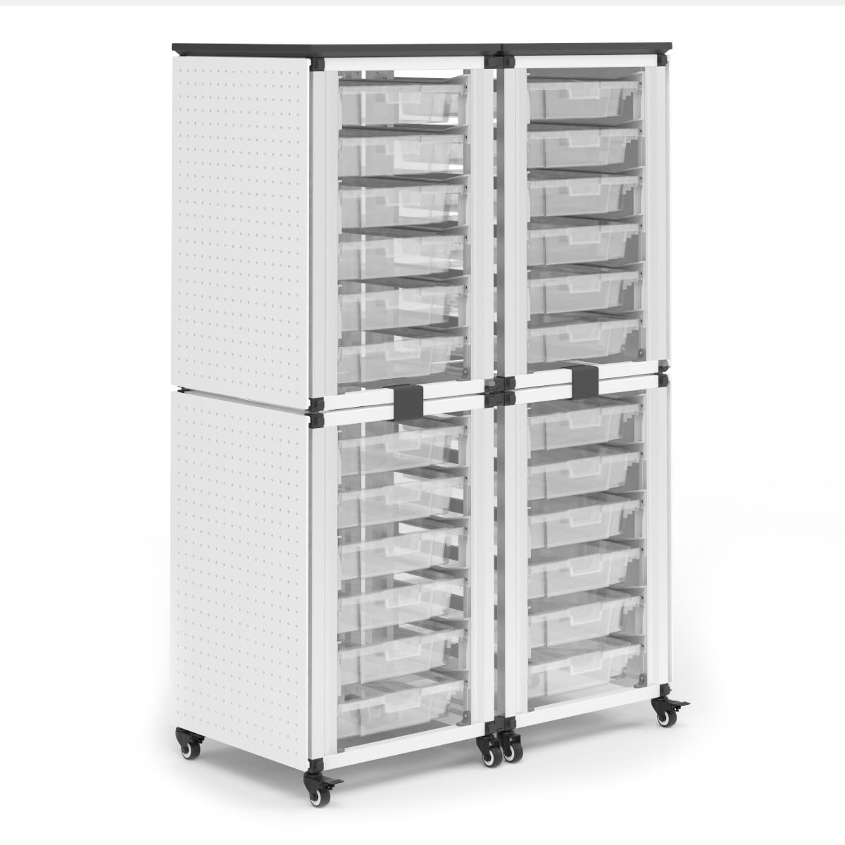 FSE 373-MBS-STR-22-24S Modular Classroom Storage Cabinet - 4 Stacked modules with 24 Small Bins