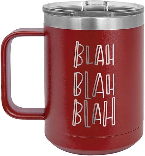 Miniatura 5 de BLAH BLAH BLAH Navy 15 oz Taza de café wtapa deslizante  Taza de café de viaje aislada  Ideas de regalos de cumpleaños o Navidad de mujeres u