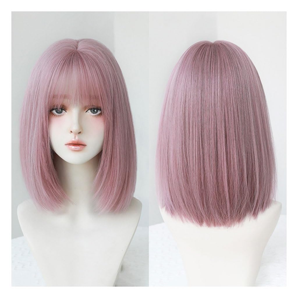 Perruque de cheveux courts rose idéale pour festivals de musique et soirées