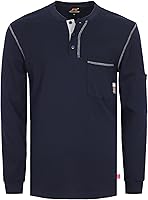 Vista 7 de KONRECO Camisas FR para hombres de manga larga Henley 7oz 100% algodón FRC camisa de soldadura de ropa