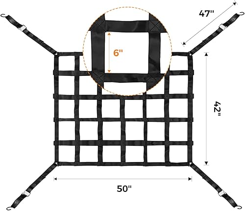 Miniatura 9 de Red de carga para ajuste de caja de camioneta de 5.5 x 4 pies con accesorios de gancho en S de 2 pulgadas de ancho, redes de carga para maletero