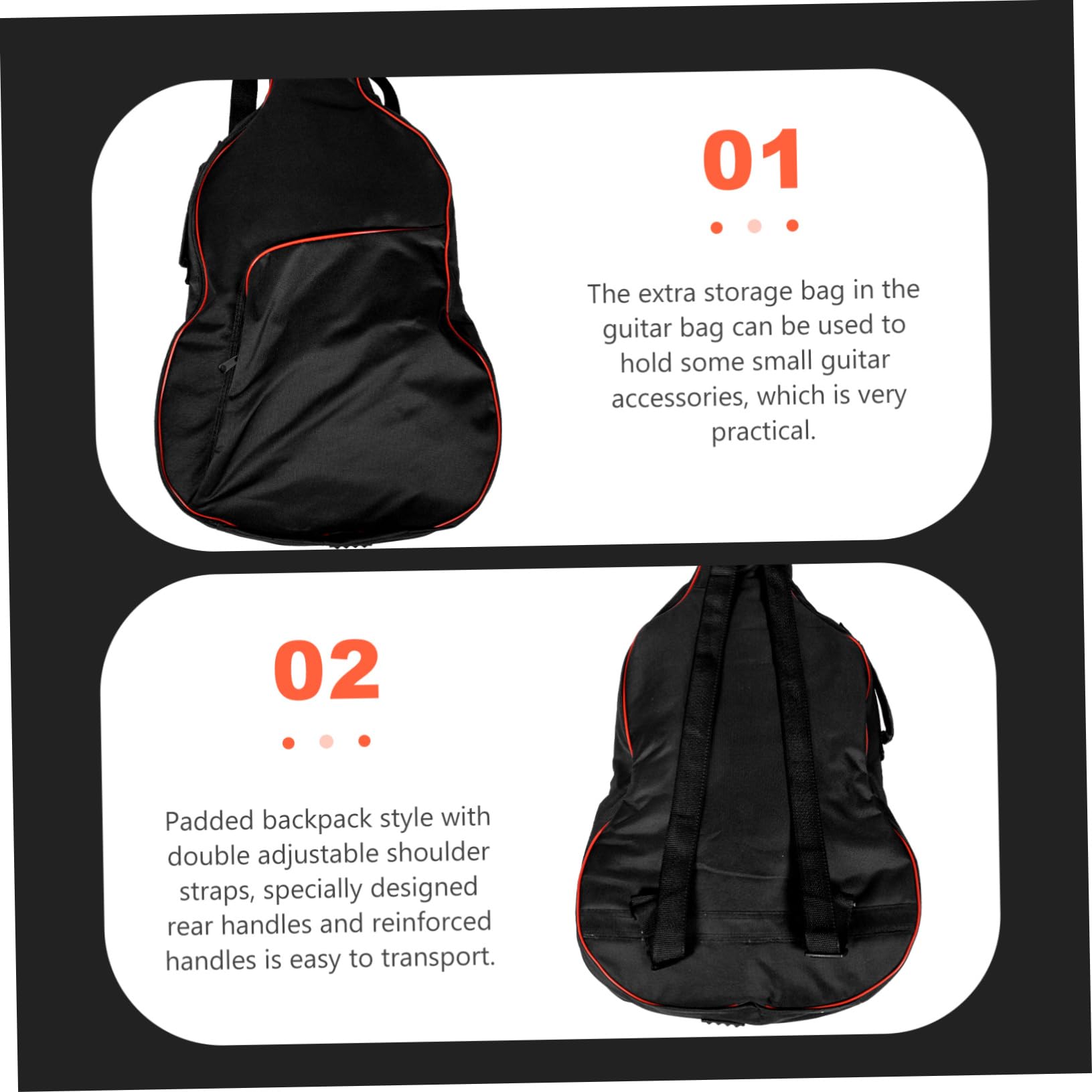 BESTonZON 41-inch Waterproof Oxford Guitar Bag Electric Guitar Case Musical Instrument Carry Bag Extra Storage Compartment for Accessories Handheld Carrying for Men Women