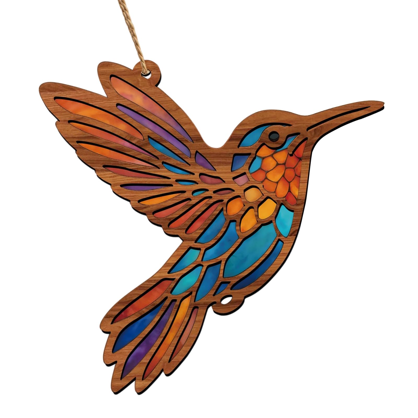 LUCKGONI Hummingbird Suncatchers Stained Glass Window Hanging Ornament,Stained Glass Bird Sun Catchers for Window Decors
