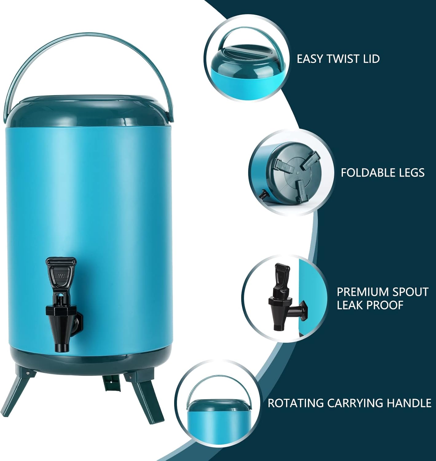  | Nasole 2.5gallons/10L Stainless Steel Drink Dispensers for Parties, Insulated Beverage Dispenser–Insulated Thermal Hot and Cold Beverage Dispenser for Coffee/ Hot Tea/Milk/Juice: Iced Beverage Dispensers