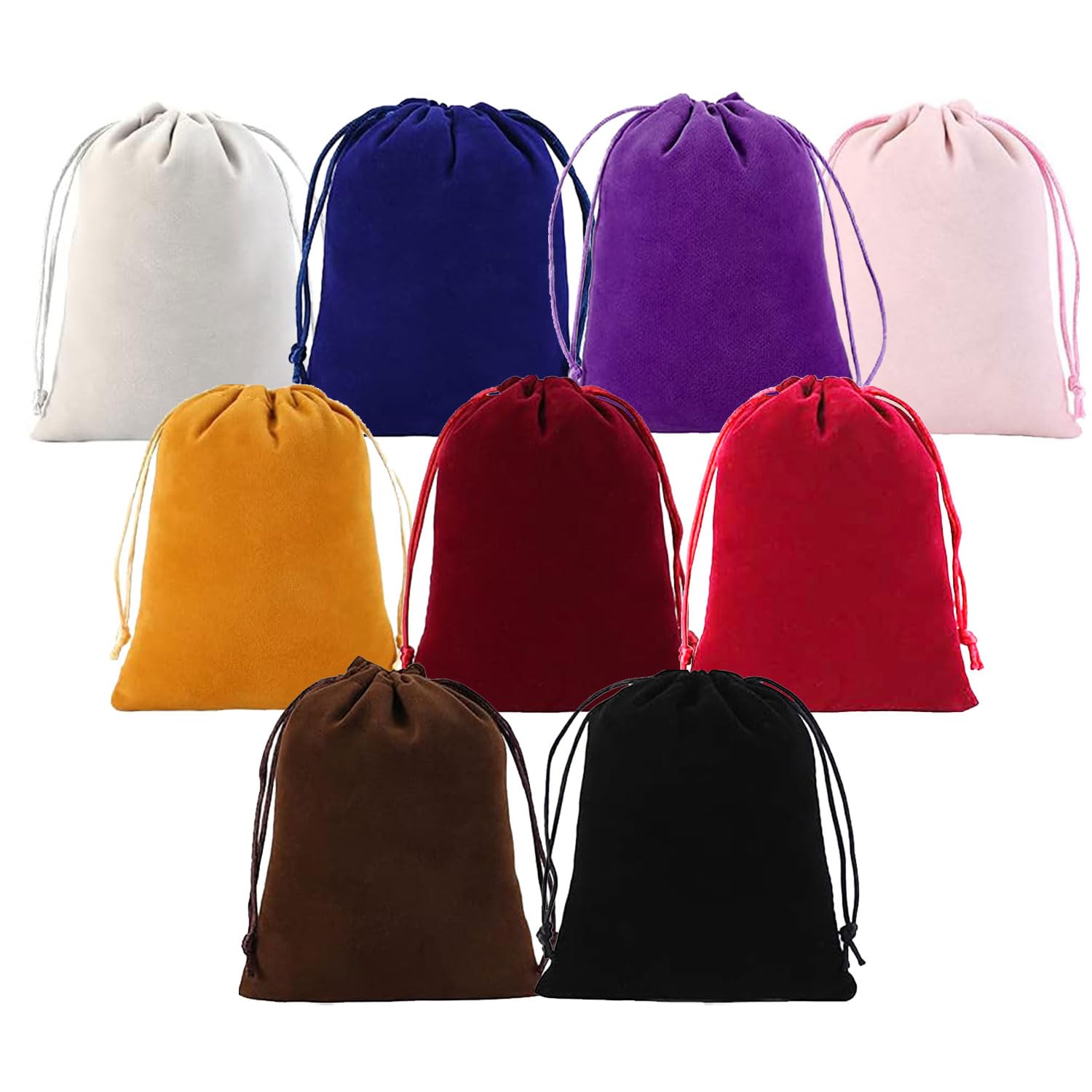 Srvauyea 9 Pcs Big Soft Velvet Drawstring Bag,Velvet Jewelry Pouches,20 X 25 cm Drawstring Bags, Large Felt Gift Pouch Bags with Drawstring for Jewelry Bracelet Storage, Valentine's Day Gifts.