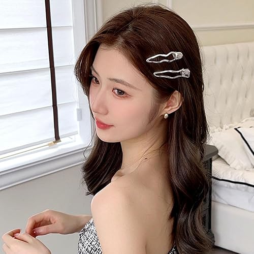 Miniatura 7 de Pinzas de pelo onduladas de metal plateado para mujeres, pinzas de pelo de cocodrilo para niñas, pinzas para el pelo pequeñas, pinzas para el pelo,