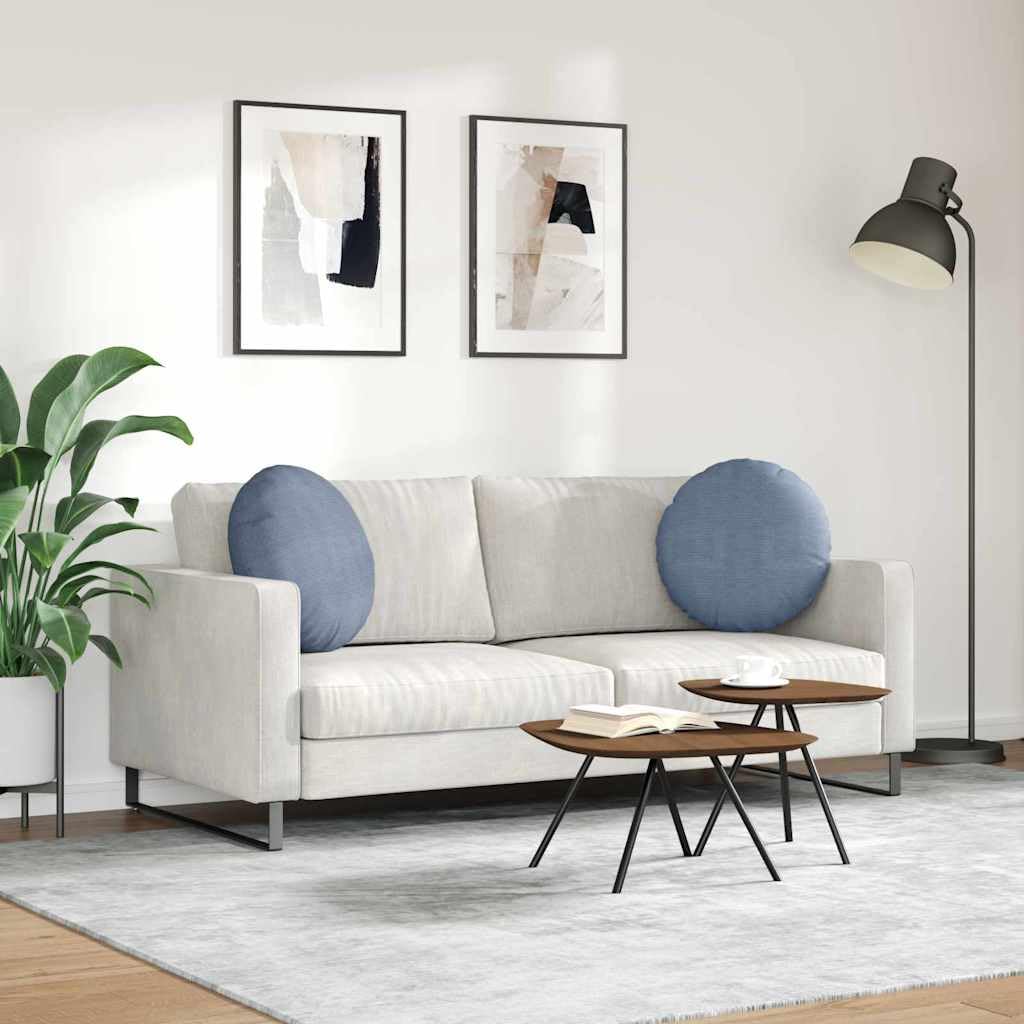 Cuscino per sedia, 2 pezzi, blu, diametro 50 x 19 cm, in tessuto a coste, imbottitura in poliestere morbido, sfoderabile, versatile, per divano, panca e interni, comodo cuscino per sedia