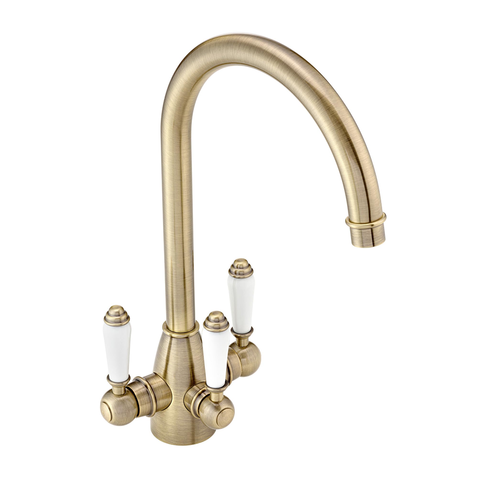 Enki Antique Bronze And Gold Cotswold, Kt125, Traditional Filter Tap With Ceramic Levers, Drinking Kitchen Taps, Antique Brass