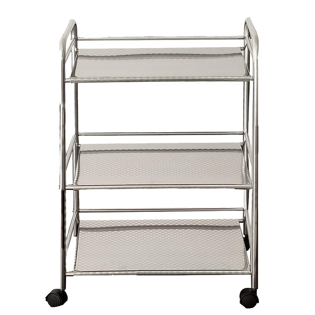 CLIPOP Carro de almacenamiento de cocina de 3 niveles, de acero inoxidable, carrito de servicio rodante con rueda de bloqueo para cocina, hoteles, restaurantes y hogares de cuidado (35 x 50 x 75 cm)