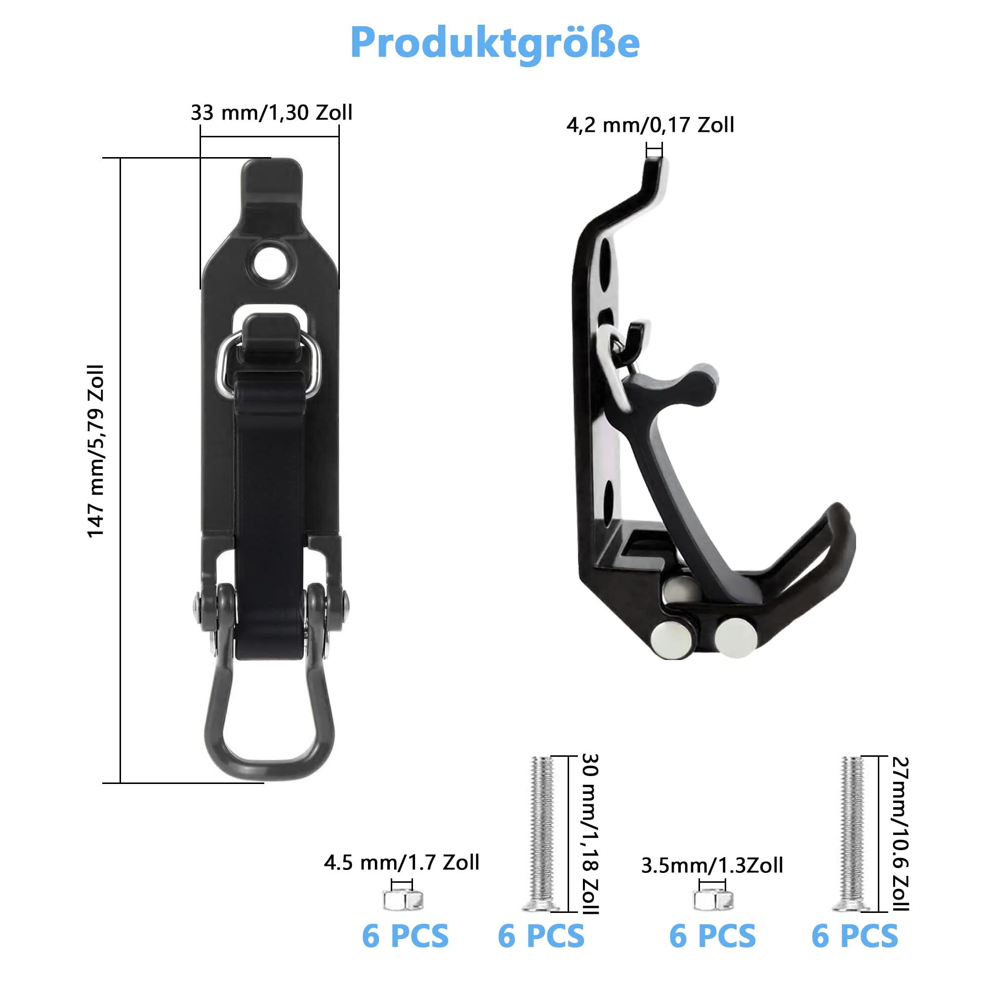 Supports de Pelle pour Galerie de Toit: 6 Pièces Support de Pelle Accessoires Camion avec Vis et Écrous pour Porte-Bagages de Camion Voiture Bateau Outils (Noir)