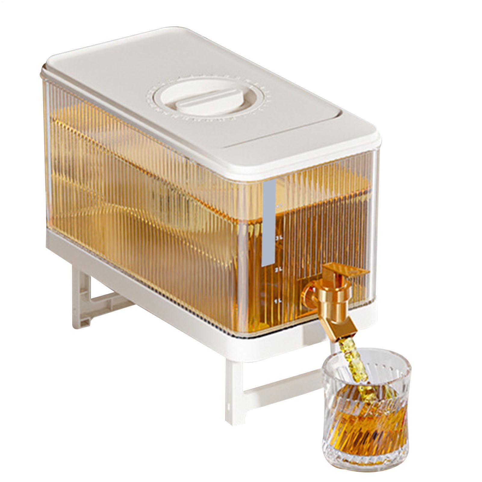 Distributeur d'eau pour réfrigérateur – Distributeur de boissons, récipient en verre | 4,5 L de grande capacité avec robinet, support surélevé, design à chargement par le bas, boissons froides, jus