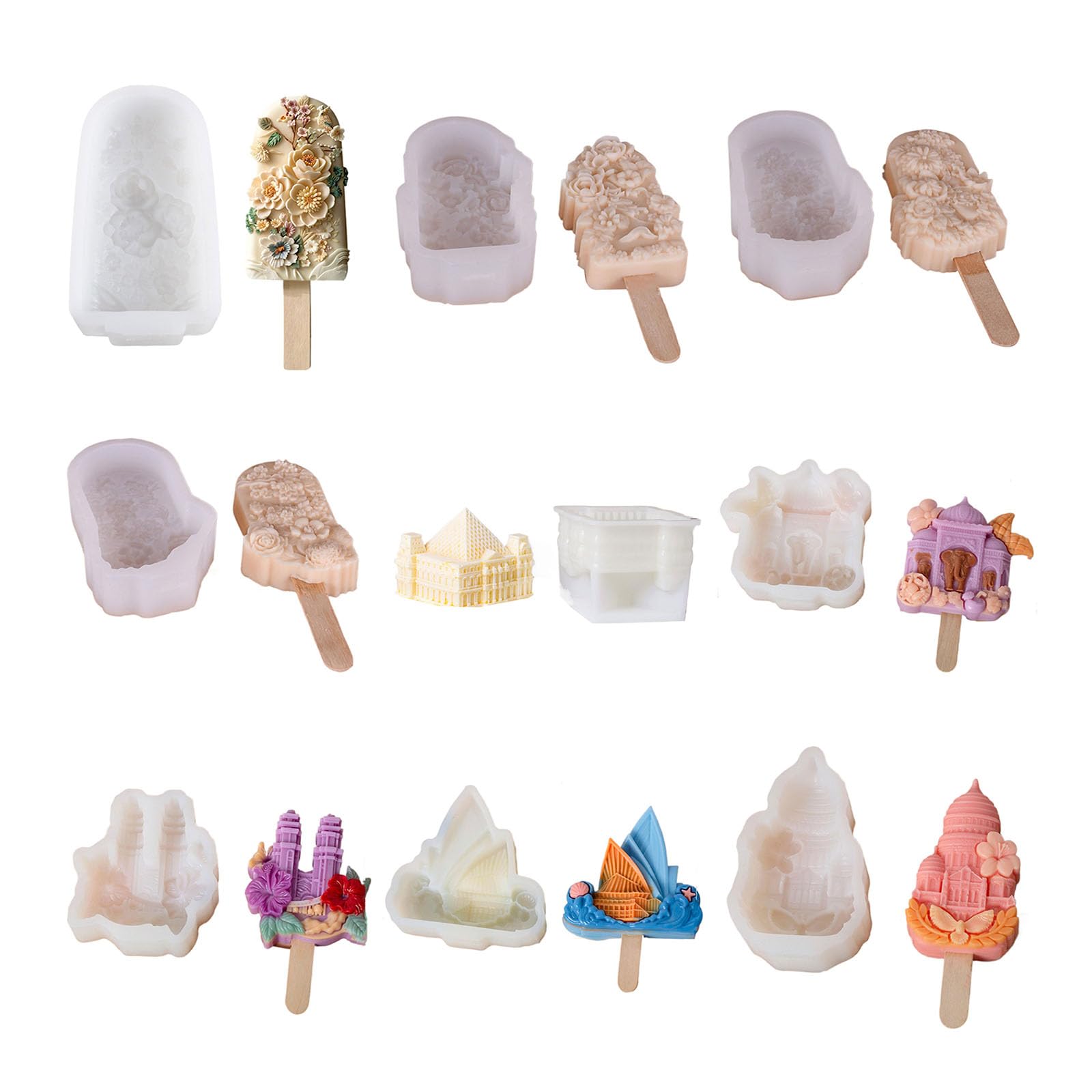 Moldes for paletas con forma de flor, moldes for helado, textura silicona, suministros for postres(A)