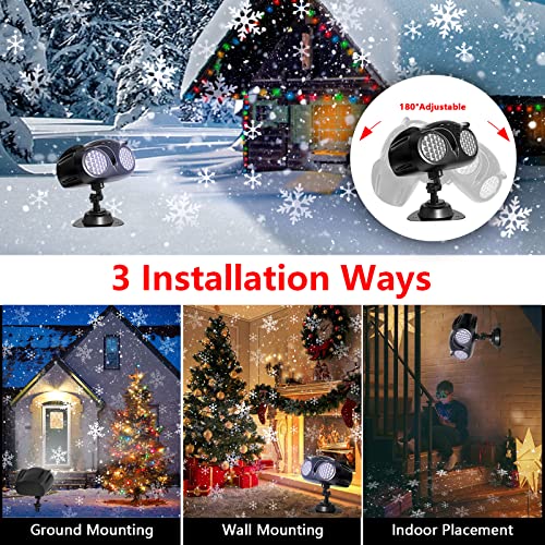 Christmas Snowflake Projector Lights Outdoor, Remon Owl Shape Led Snowfall Projector Remote Control Timing Ip65 Waterproof, Dynamic Snowflakes Landscape Light For Xmas New Year Indoor Home Party Decor #TOP3