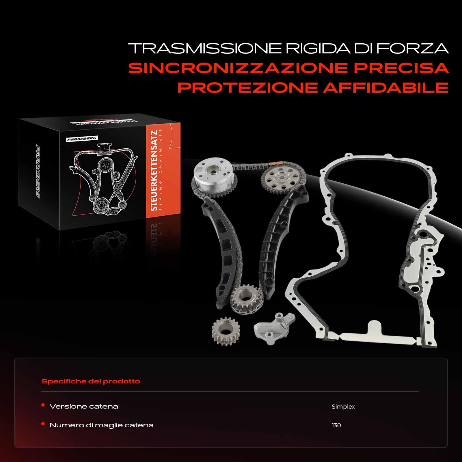 Frankberg Kit catena di distribuzione catena di distribuzione | Compatibile con: Altaea XL 5P5 5P8, A1 Sportback 8XA 8XF, R.o.o.m.s.t.e.r 5J7, NH3 rapido, CC 358, Golf Plus 521 5M1