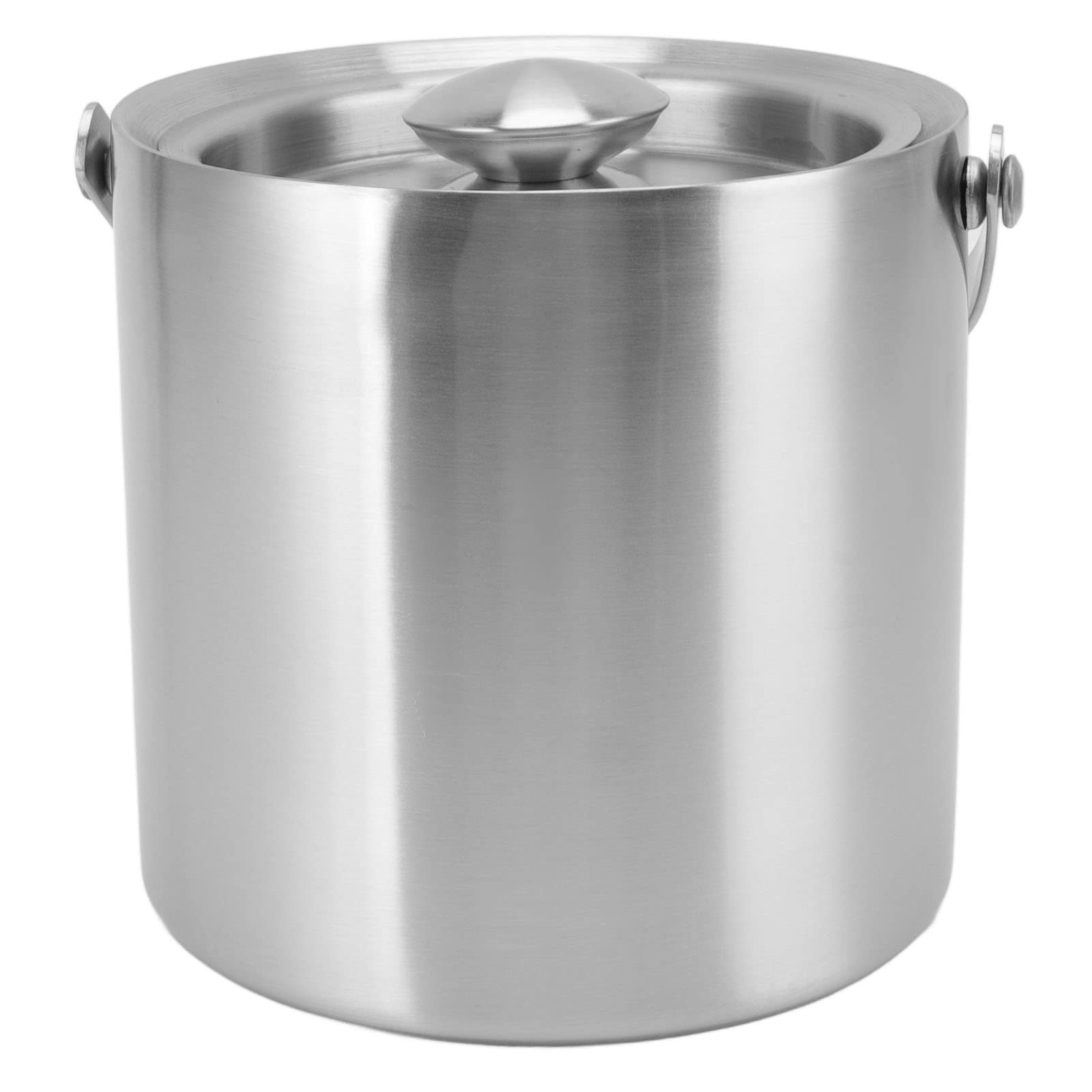 Cubitera de Champán Cubitera de Hielo de Acero Inoxidable de Doble Pared con Tapa y Asa Cubitera de Hielo para el Hogar, Bares y Restaurantes (2L)