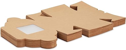 Miniatura 9 de Juvale Cajas de galletas con ventana, paquete de 50, cartón marrón de 4 x 4 x 2.5 pulgadas, recipientes de pastelería y caja de cupcakes para
