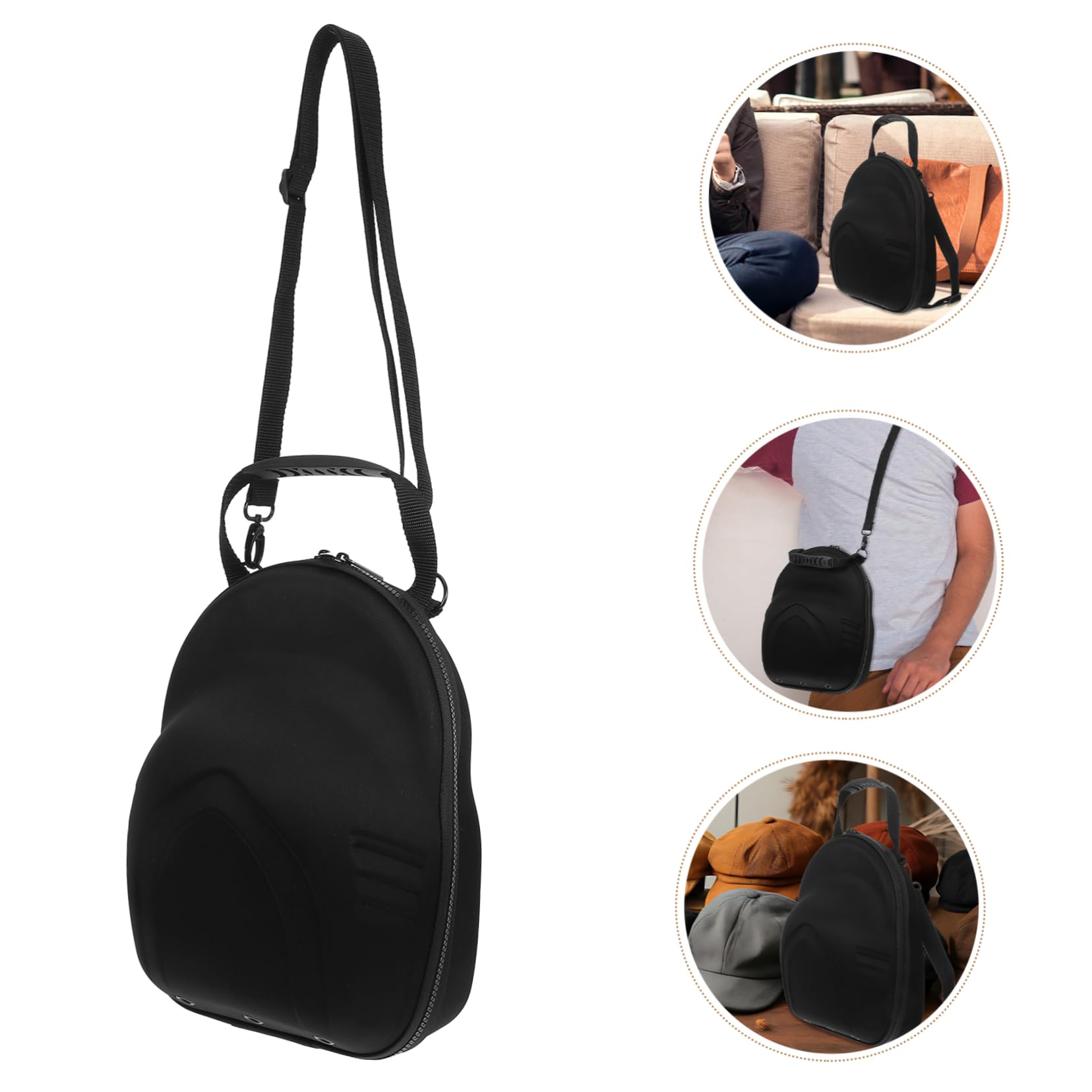 KOMBIUDA Estuche Rígido de Viaje para Gorras de Béisbol, Organizador de Eva con Asa de Transporte y Correa Ajustable Hombro, Negro