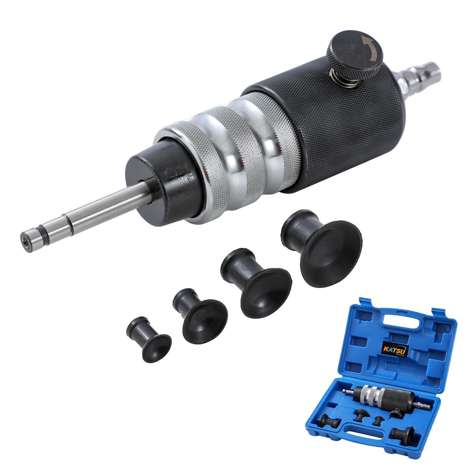 KATSU Tools Smerigliatrice per valvole della testa del cilindro del motore, strumento di riparazione automatica della valvola pneumatica con 4 ventose in gomma, modello 450314