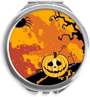 Ghost Fear Halloween Pumpkin Hand Compact Mirror Round Portable Pocket Glass