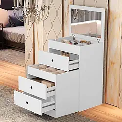 Penteadeira Olivia 3 Gavetas Banqueta Embutida com Rodizios Branco