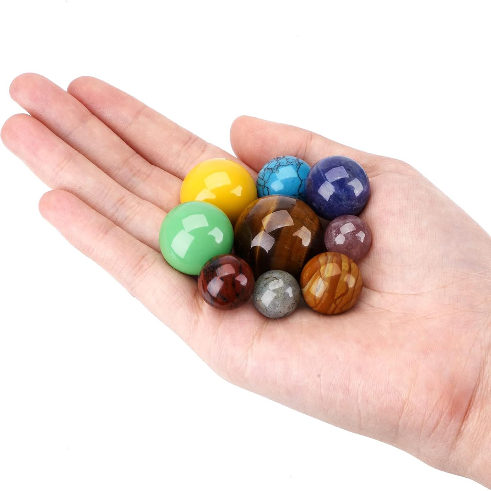 Amazon.co.jp: 太陽系9惑星 手作り天然石スフィアボールオーナメント