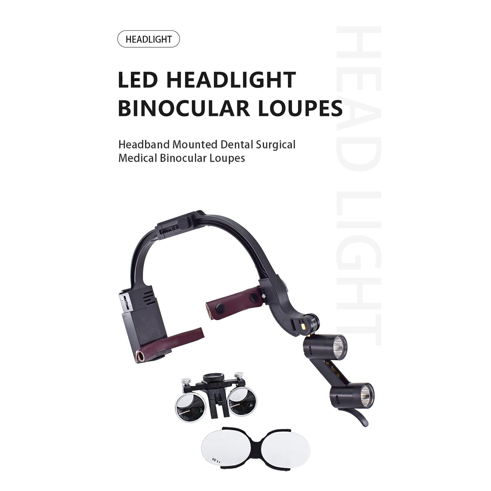 Lupa Dental De 3,5 Aumentos, Faro LED Dental De 5 W con Caja De Almacenamiento, Equipo De Laboratorio Binocular De Aumento para Otorrinolaringología, Estomatología, Sutura De Desbridamiento
