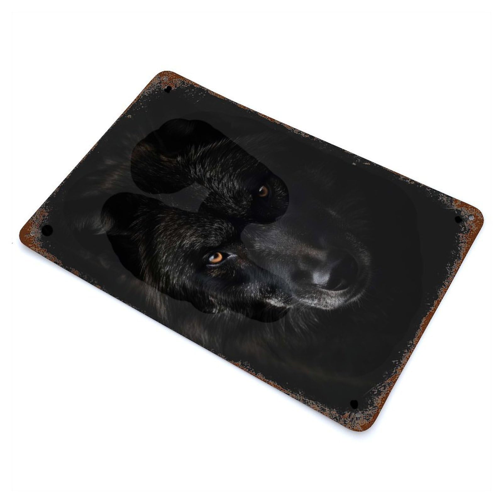 Black Wolf Powerful Animal Retro Metal Sign 11.8"x7.9", for Garage, Bar And Workshop Decor, Shabby Chic Decor