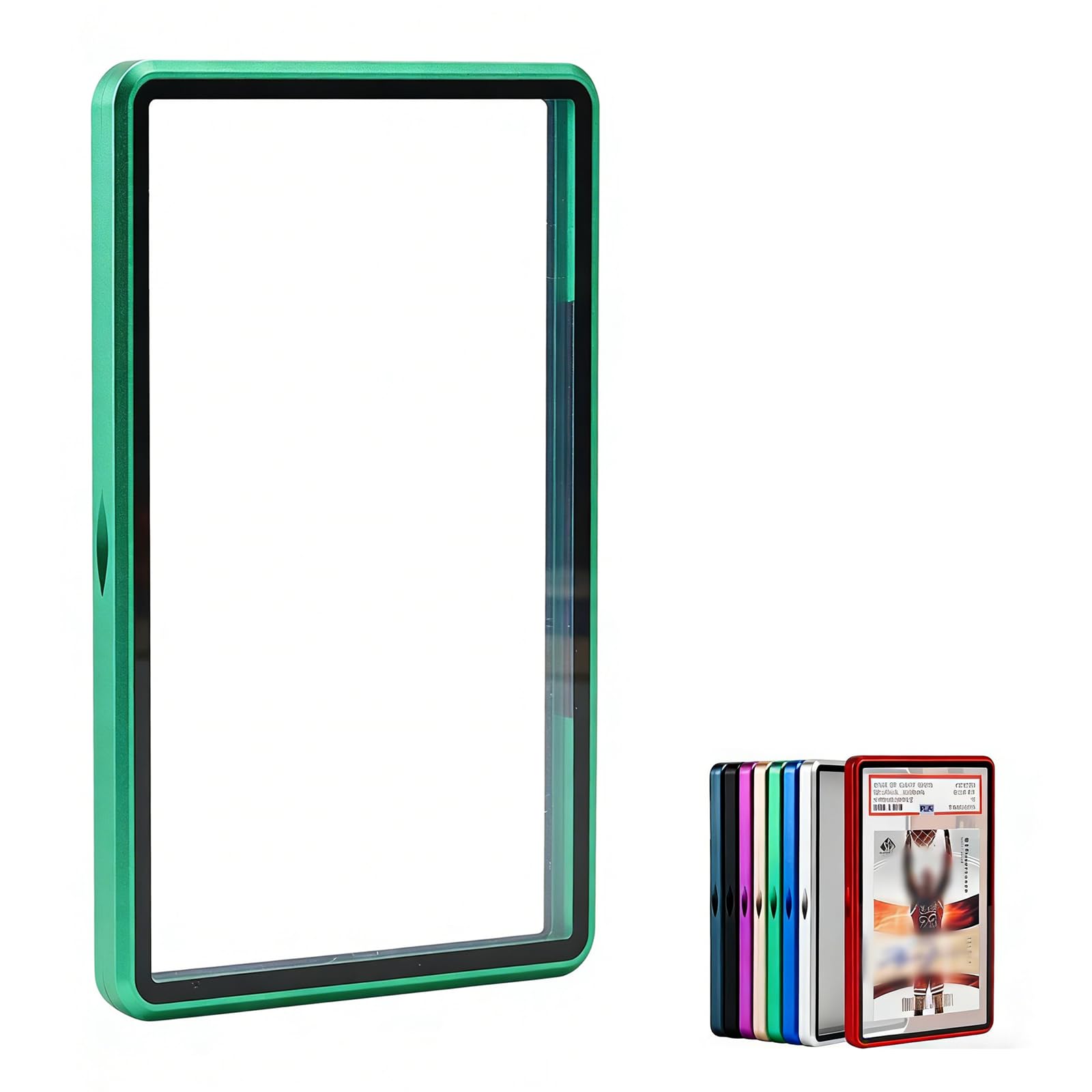 Premium Graded Trading Card Protector - 35pt BGS Slab Bumper Guard,UV & Scratch Resistant & Magnetic Closure | Aluminum Frame Slab Card Holder for Sports & Gaming (Green)
