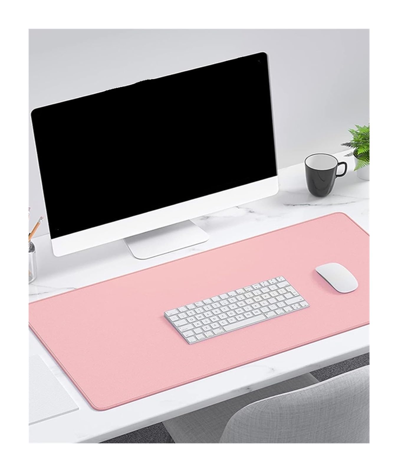 Tappetini Da Scrivania Tappetino for mouse for computer portatile, grande, rosa, minimalista, da scrivania, for giochi, con fondo in gomma antiscivolo Per Ufficio(Pink,90x40 cm)