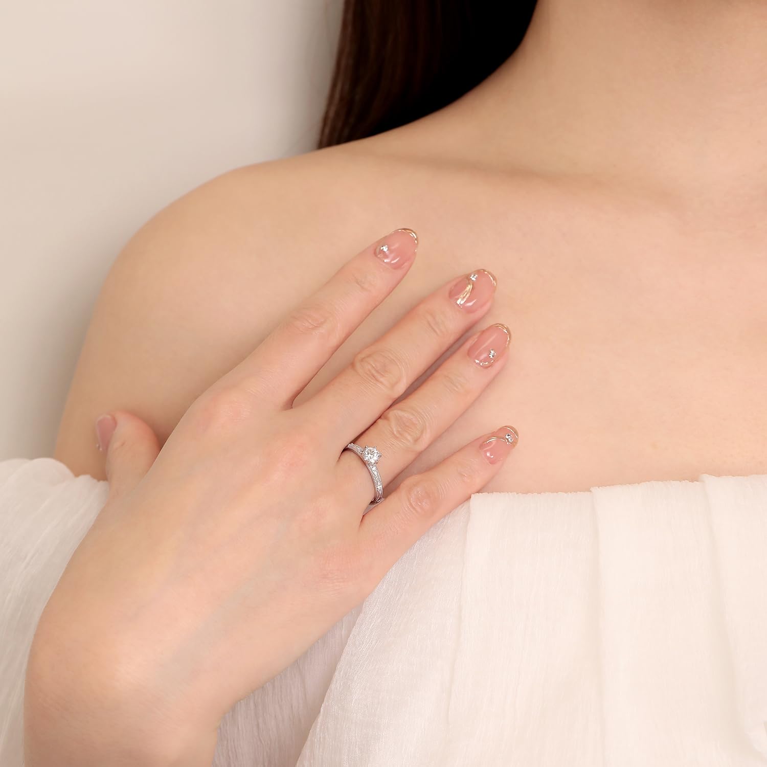 Meissa Anillos Promesa Alianzas de Plata Pareja Solitario Plata de ley 925 Mujer Ajustable Anillo de Compromiso Boda para Pareja Novios Regalo de San Valentín Aniversario (Juego de dos anillos)