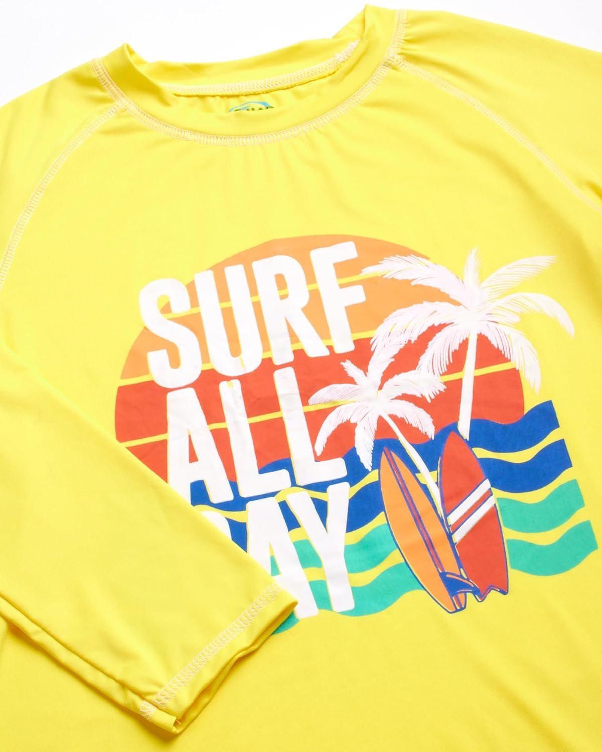 Quad Seven Boys 2-Piece Rash Guard Swimsuit Set Short-Sleeve (Sizes 5-12) | Lightweight Quick-Dry Fabric with Sun Protection, Matching Top & Trunks, Adjustable Drawstring Waist for Pool or Beach Days