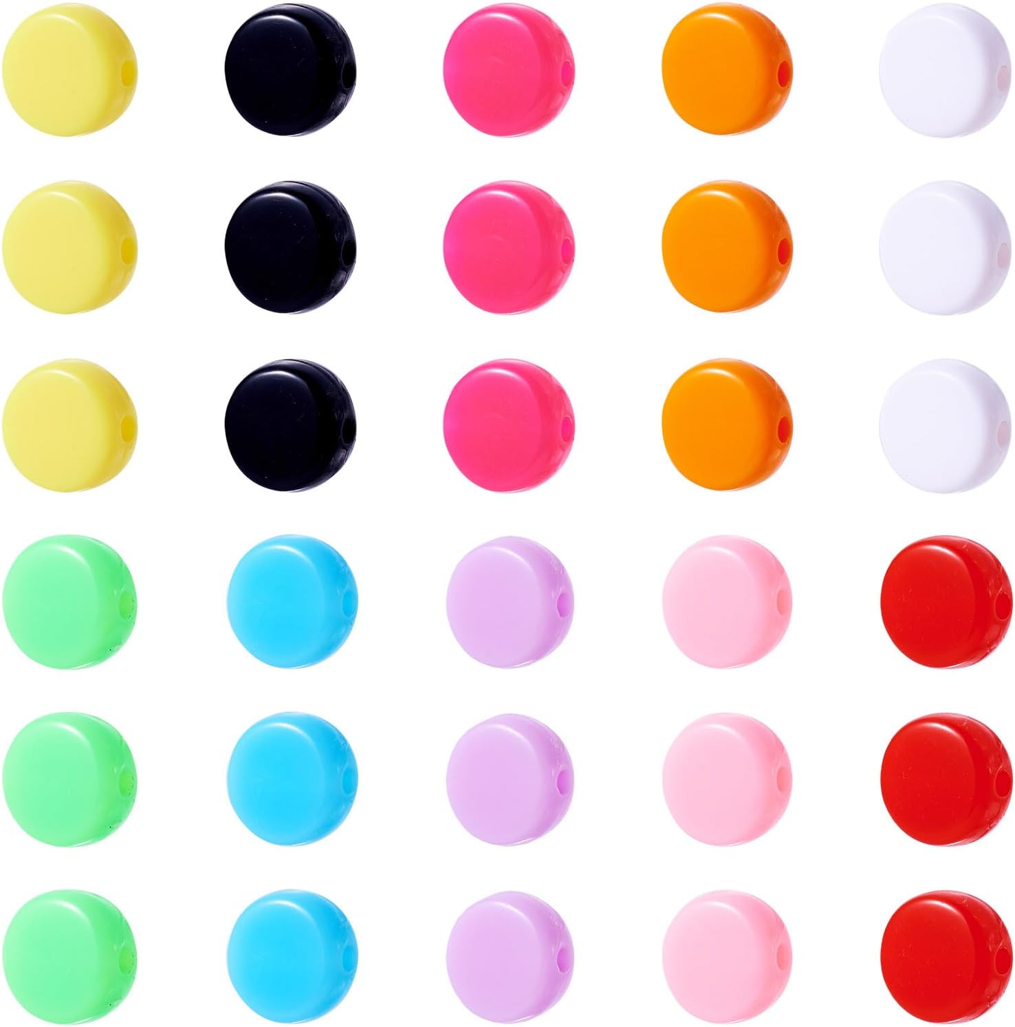 KISSITTY 100Pcs Colorful Acrylic Bead 10 Colors Flat Round Shape Craft Beads Disc Coin Pony Loose Spacer Beads for Jewelry Making DIY Craft Bracelet Necklace Earrings Accessories 10x5mm - Image 6