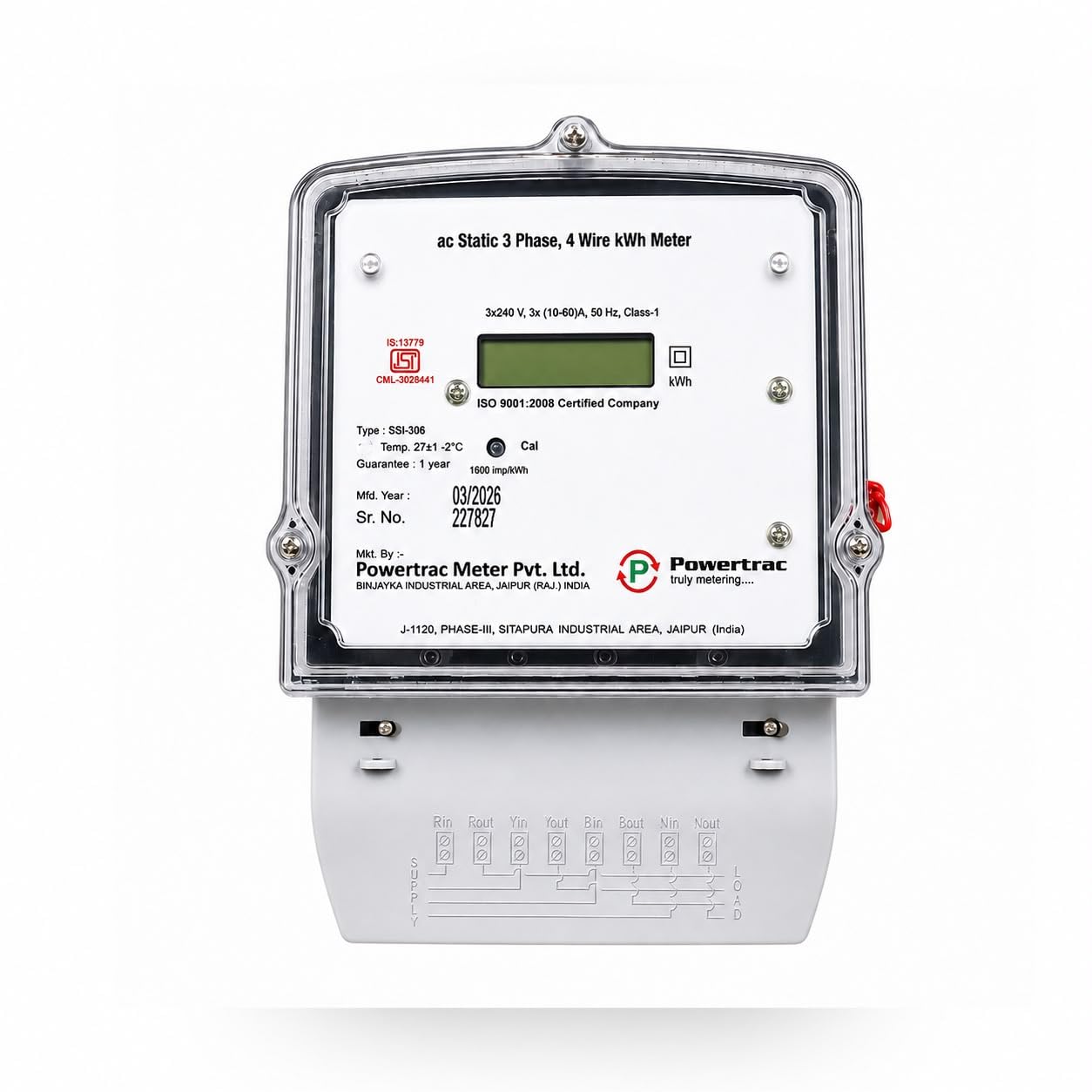 Powertrac Three Phase Digital Energy Meter | kWh Power Consumption Meter | Industrial & Commercial Energy Monitoring, 850 Grams, 20x15x10 Centimeters, -10 to 60 Degrees Celsius, IEC 61010-1:2000-1-image-20