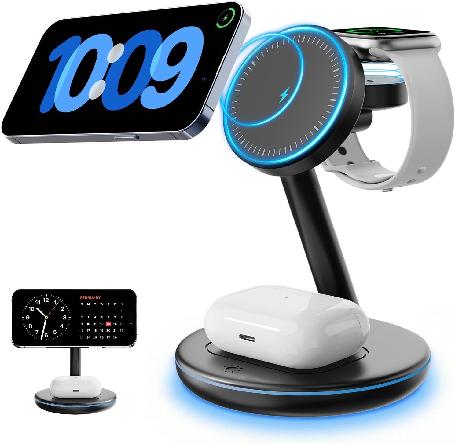 2026 3 in 1 Charging Station for Apple iPhone AirPods Watch with Mag-Safe Charger Wireless Charger Stand for iPhone 17 16 15 14 13 12 Series AirPods iWatch Series - Gifts for Wife & Husband