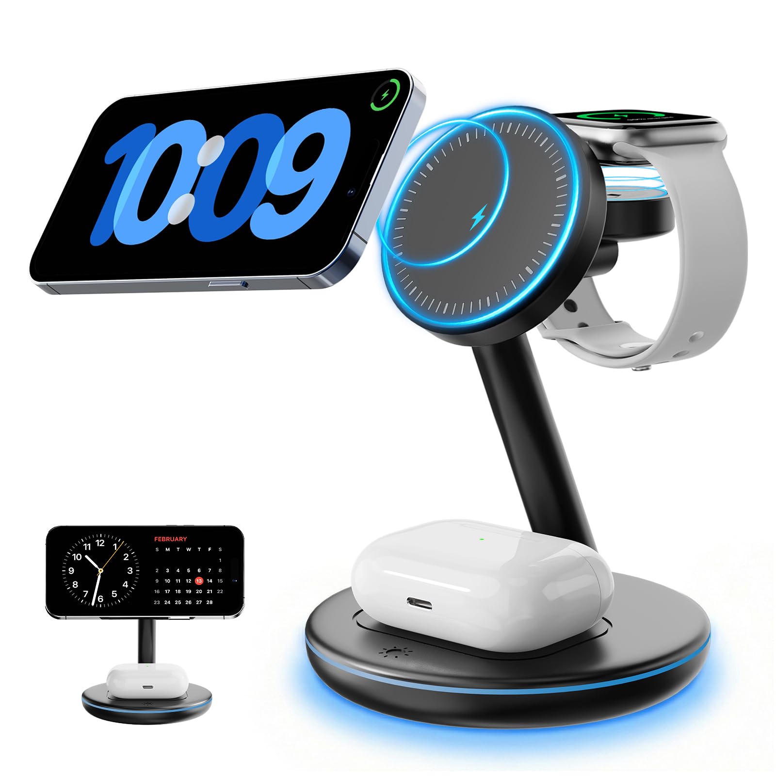 2026 3 in 1 Charging Station for Apple iPhone AirPods Watch with Mag-Safe Charger Wireless Charger Stand for