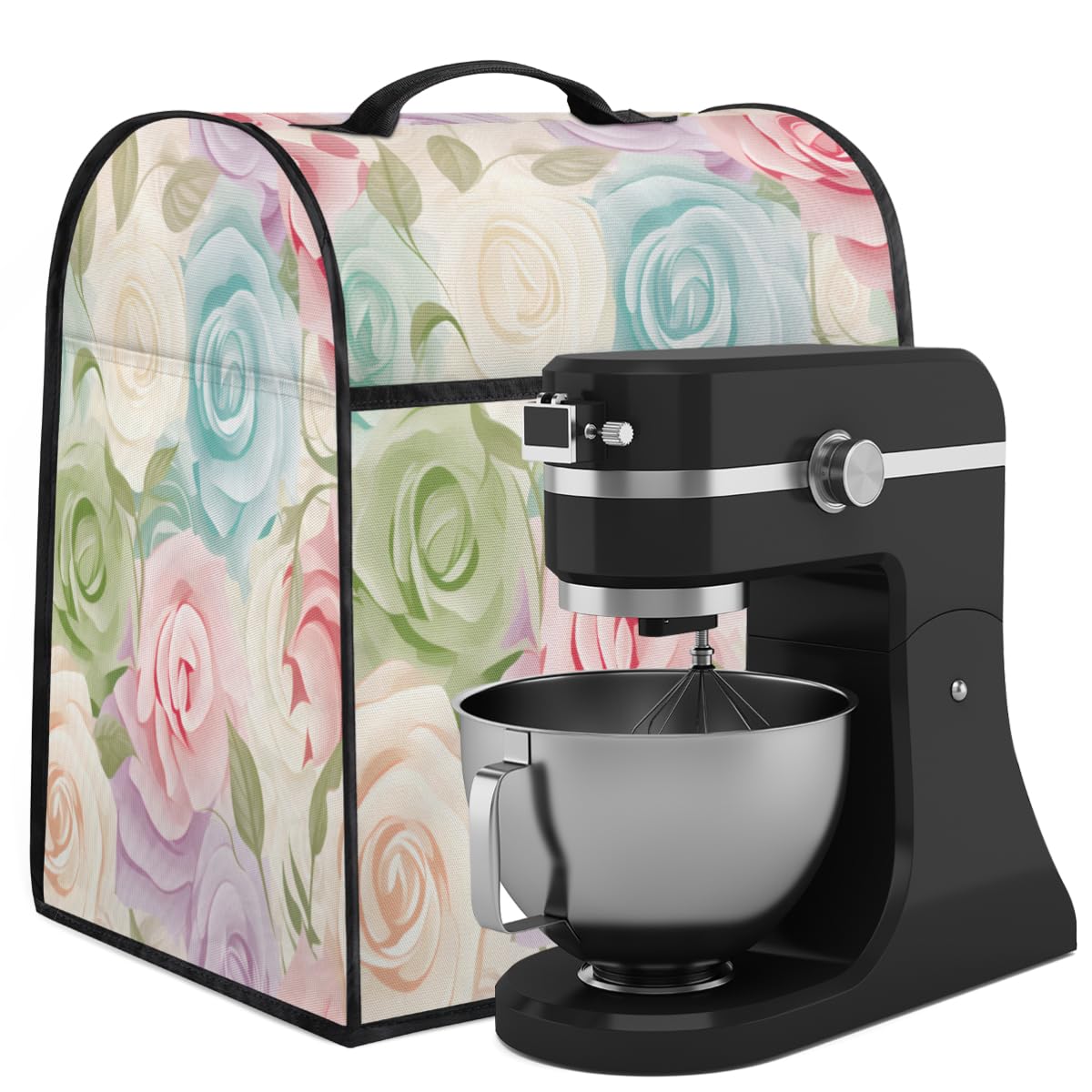 Coffee Maker Cover Watercolor Rose Floral Kitchen Appliance Covers Small Appliance Covers Blender Cover Juicer Cover Dust Covers for Kitchen Appliances with Top Handle and Pockets,Washable,C746